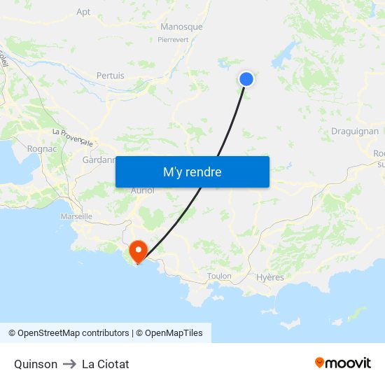 Quinson to La Ciotat map