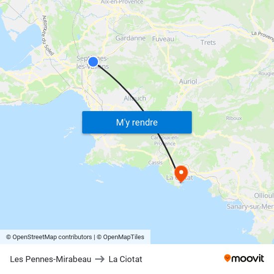 Les Pennes-Mirabeau to La Ciotat map