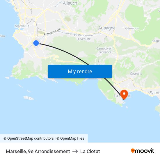 Marseille, 9e Arrondissement to La Ciotat map