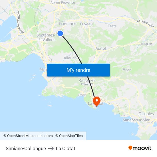 Simiane-Collongue to La Ciotat map