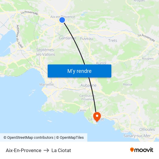 Aix-En-Provence to La Ciotat map