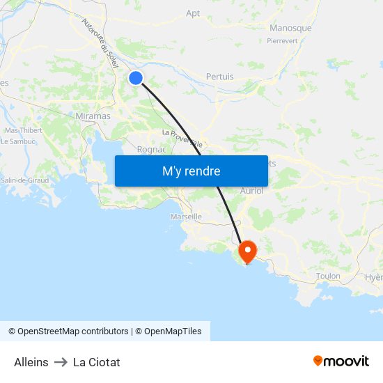 Alleins to La Ciotat map