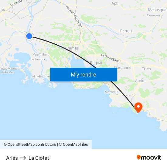 Arles to La Ciotat map