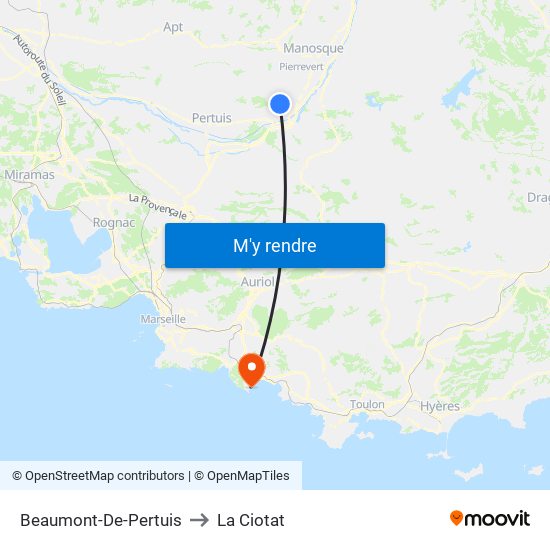 Beaumont-De-Pertuis to La Ciotat map