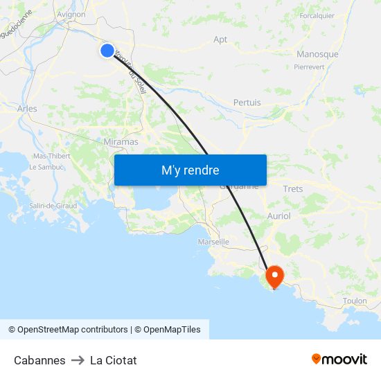 Cabannes to La Ciotat map