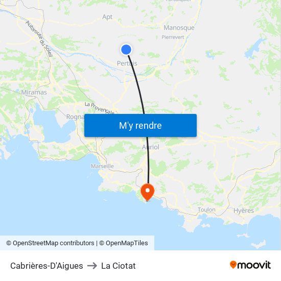 Cabrières-D'Aigues to La Ciotat map