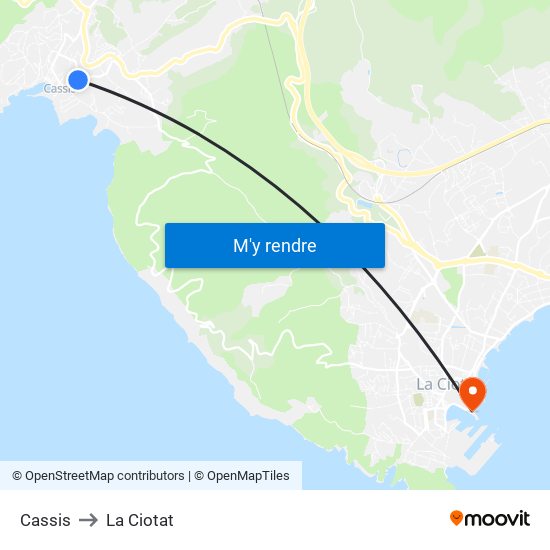 Cassis to La Ciotat map