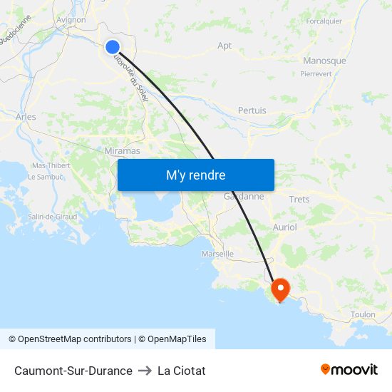 Caumont-Sur-Durance to La Ciotat map