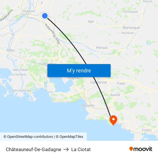 Châteauneuf-De-Gadagne to La Ciotat map