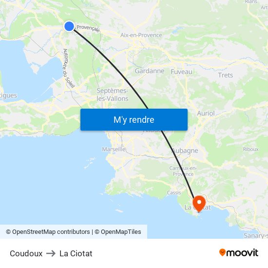 Coudoux to La Ciotat map
