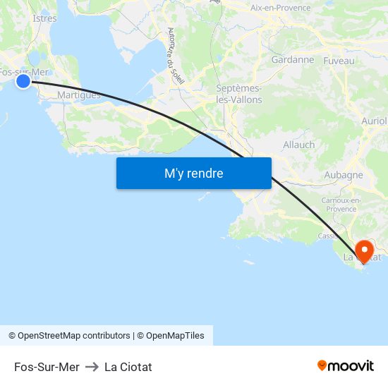 Fos-Sur-Mer to La Ciotat map