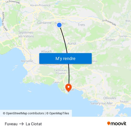 Fuveau to La Ciotat map