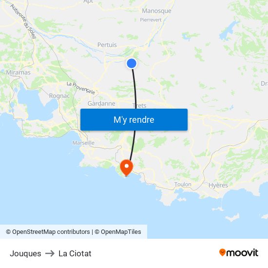 Jouques to La Ciotat map