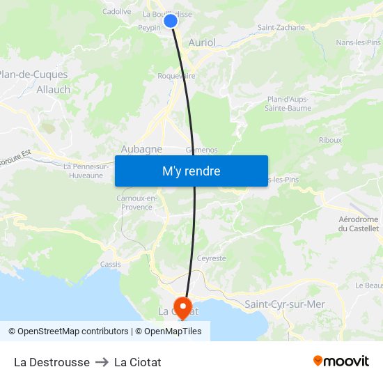 La Destrousse to La Ciotat map