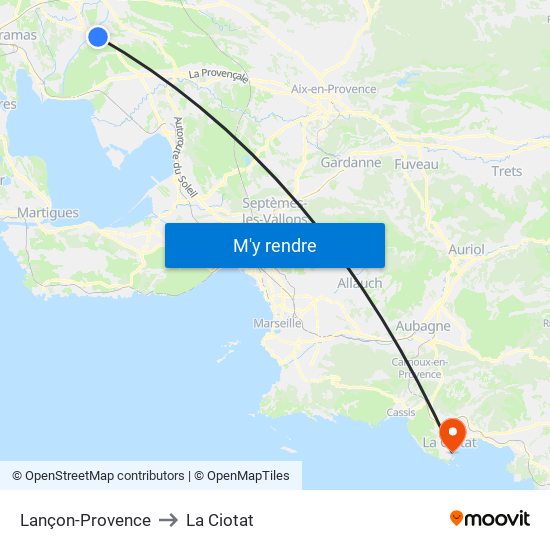 Lançon-Provence to La Ciotat map