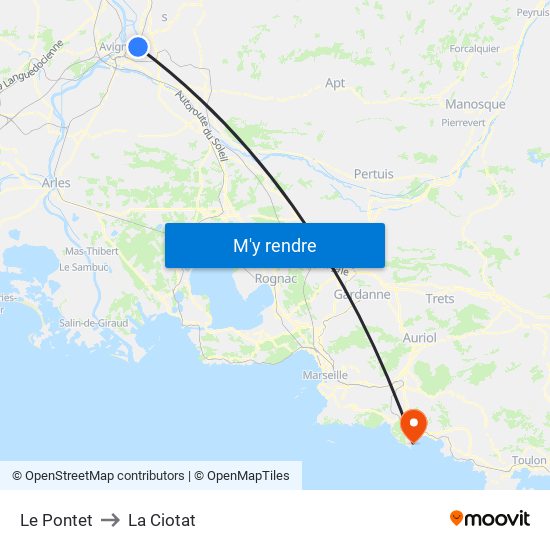 Le Pontet to La Ciotat map