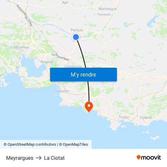 Meyrargues to La Ciotat map