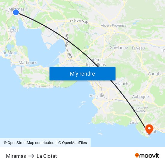 Miramas to La Ciotat map