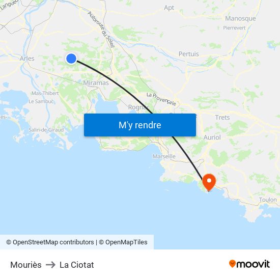 Mouriès to La Ciotat map
