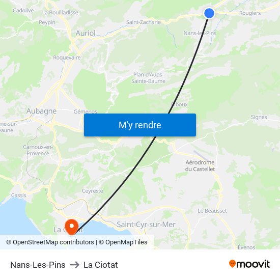 Nans-Les-Pins to La Ciotat map