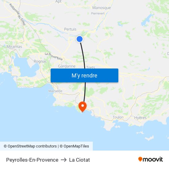 Peyrolles-En-Provence to La Ciotat map