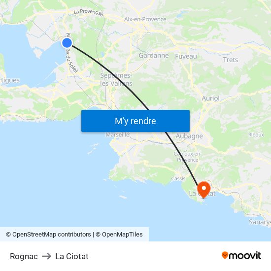 Rognac to La Ciotat map