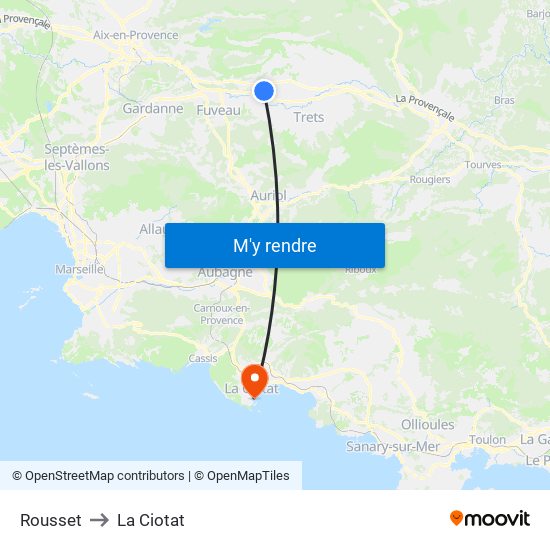 Rousset to La Ciotat map