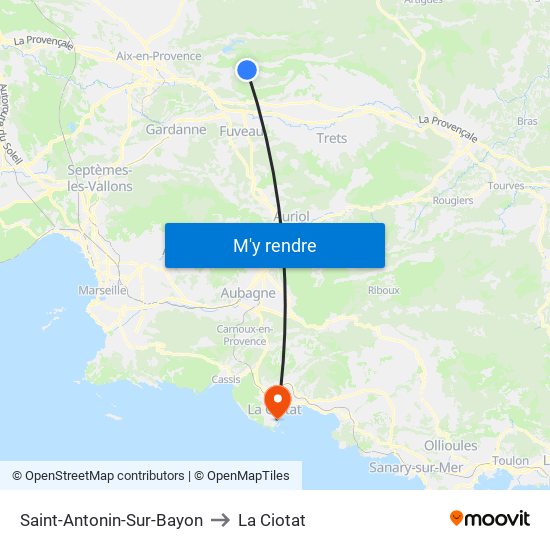 Saint-Antonin-Sur-Bayon to La Ciotat map
