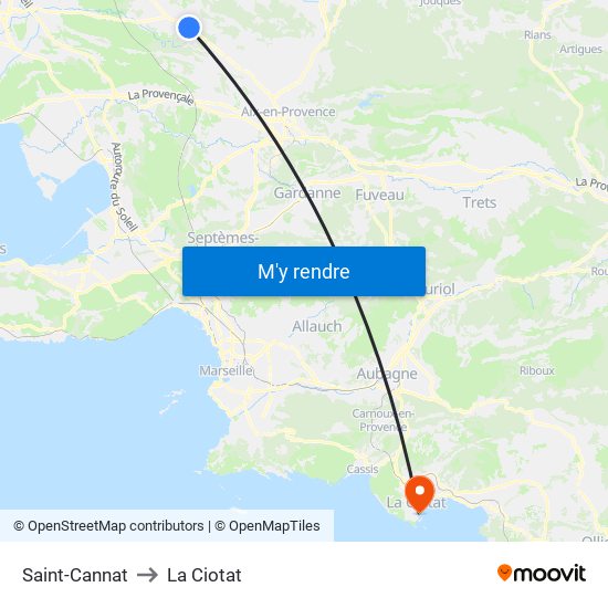 Saint-Cannat to La Ciotat map