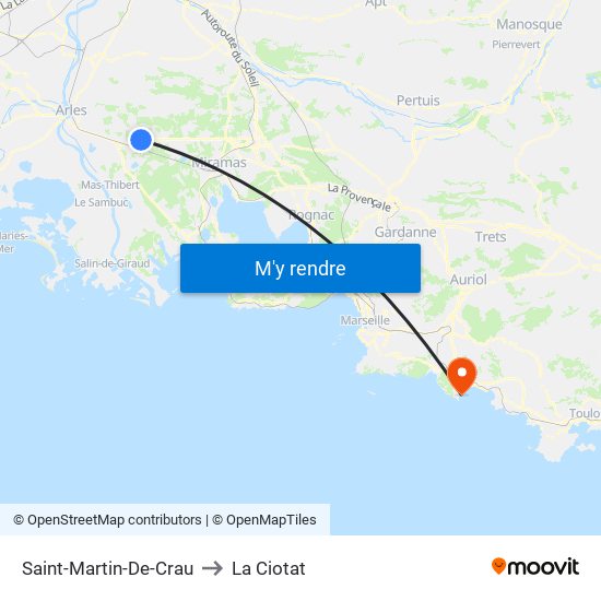 Saint-Martin-De-Crau to La Ciotat map