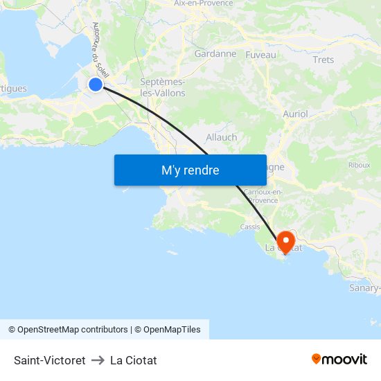 Saint-Victoret to La Ciotat map