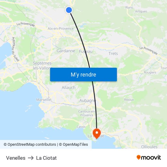 Venelles to La Ciotat map