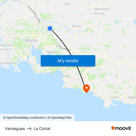 Vernègues to La Ciotat map