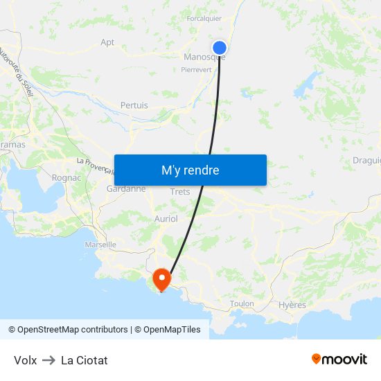Volx to La Ciotat map