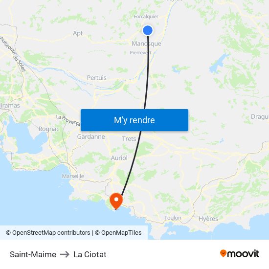 Saint-Maime to La Ciotat map