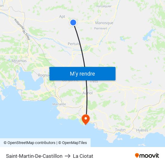 Saint-Martin-De-Castillon to La Ciotat map