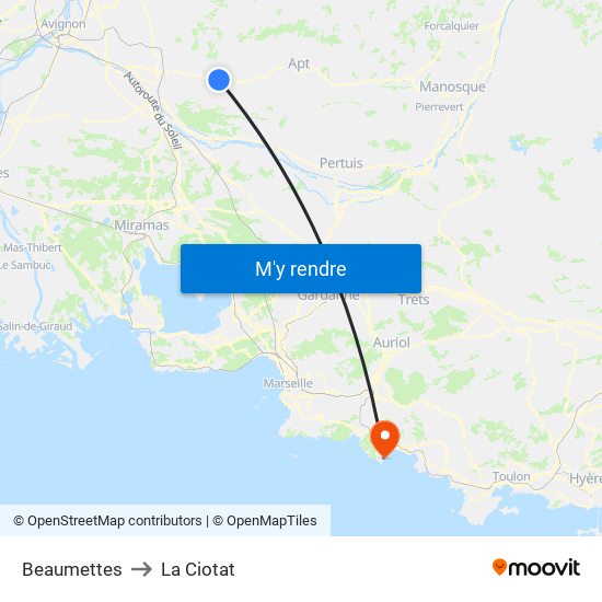 Beaumettes to La Ciotat map