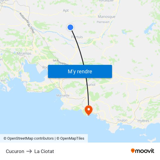 Cucuron to La Ciotat map