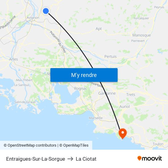 Entraigues-Sur-La-Sorgue to La Ciotat map