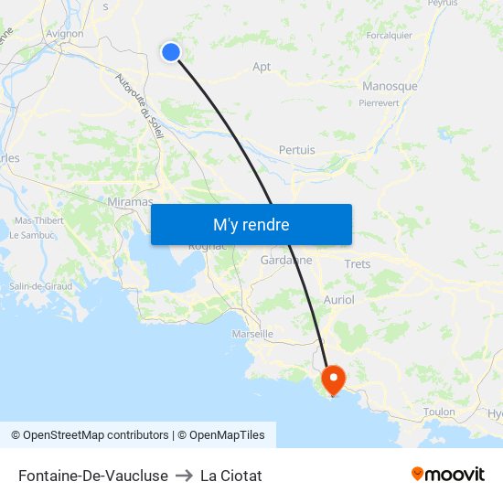 Fontaine-De-Vaucluse to La Ciotat map