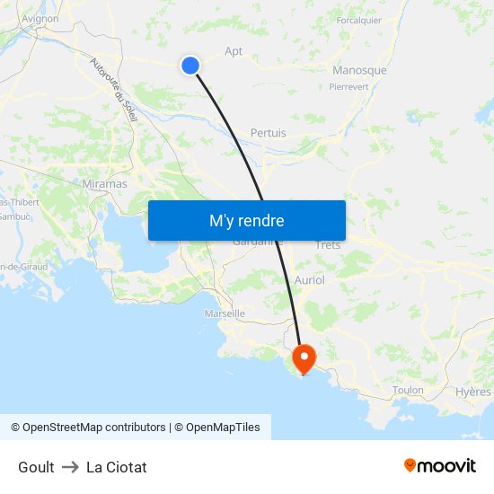 Goult to La Ciotat map