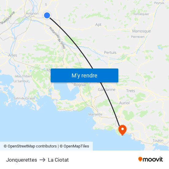Jonquerettes to La Ciotat map