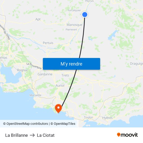 La Brillanne to La Ciotat map