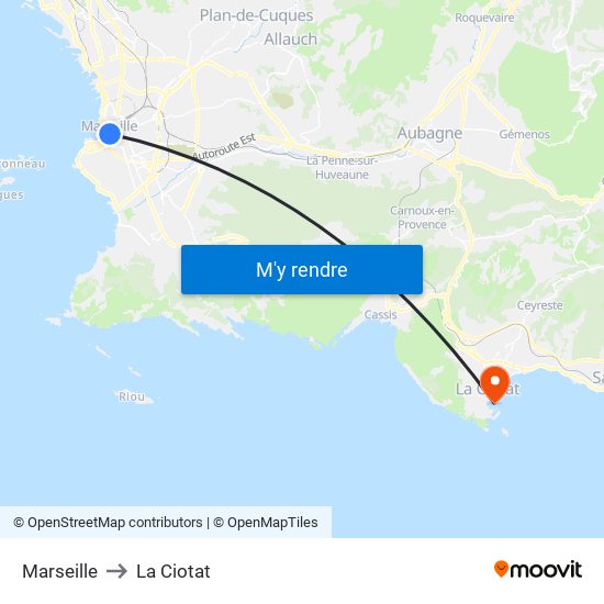Marseille to La Ciotat map