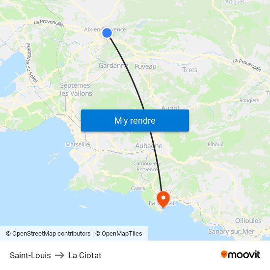 Saint-Louis to La Ciotat map