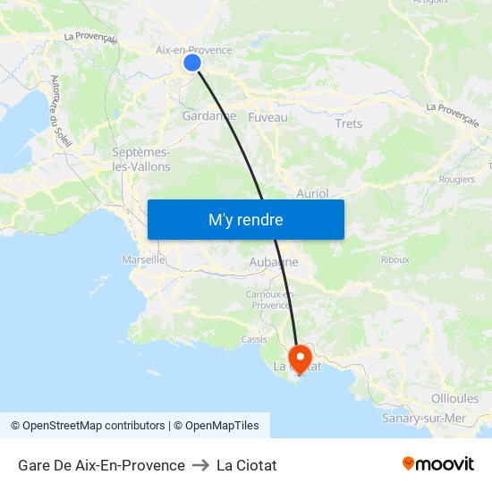Gare De Aix-En-Provence to La Ciotat map