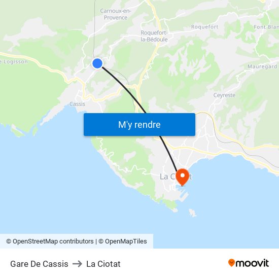 Gare De Cassis to La Ciotat map