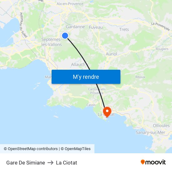 Gare De Simiane to La Ciotat map