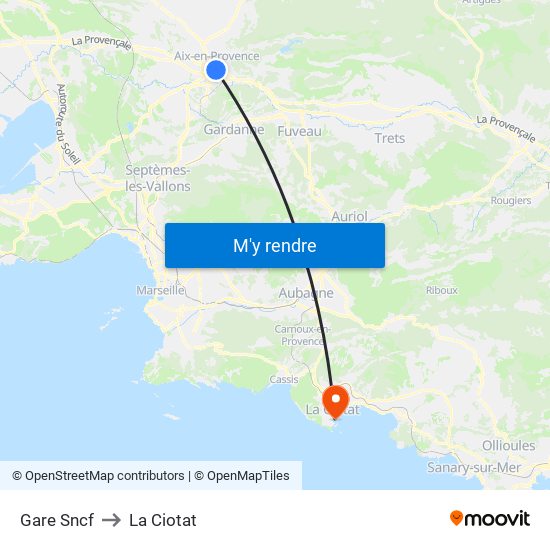 Gare Sncf to La Ciotat map