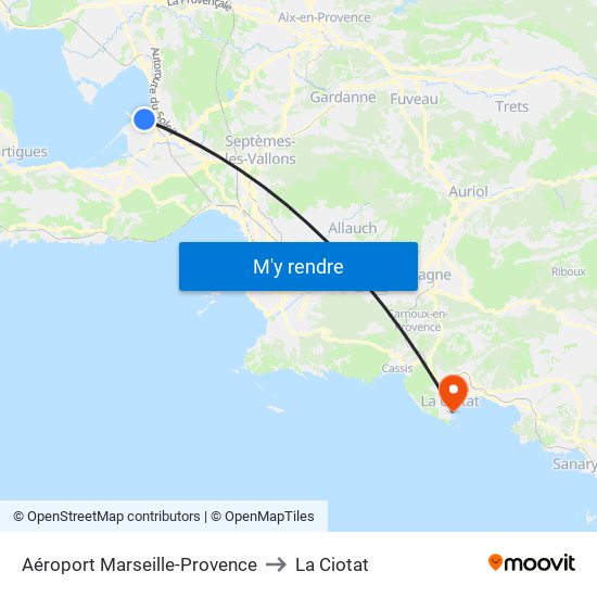 Aéroport Marseille-Provence to La Ciotat map